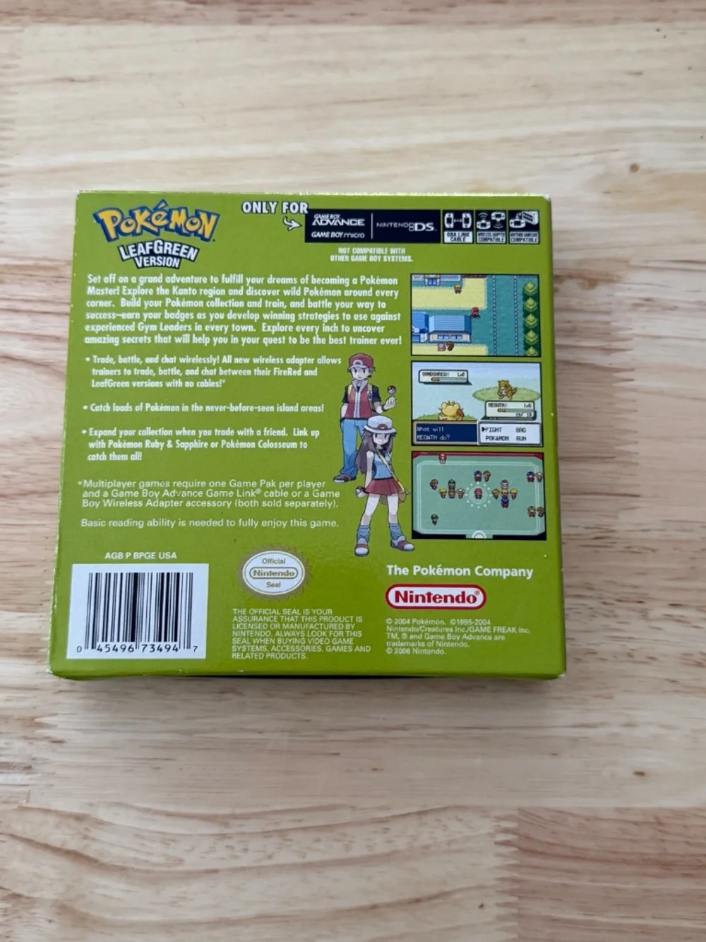 RARE Authentic Pokemon Leaf Green Vintage Game Boy Advance CIB